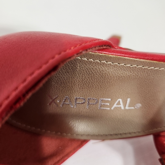 Xappeal Red Orange Strappy Shoes, Zip Back Buckle Kitten Heel, 6.5 - Picture 5 of 11